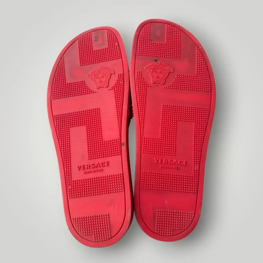 Versace Palazzo Red Rubber Slides Italian Size 41,5